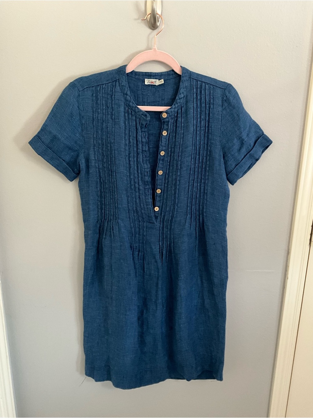 Faherty Gemina Linen Pleated Shift Dress